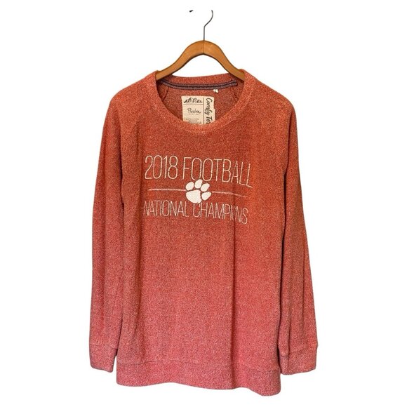 Clemson Tigers 2018 National Champions Comfy Terry Sweatshirt Women's L Orange - Picture 1 of 11